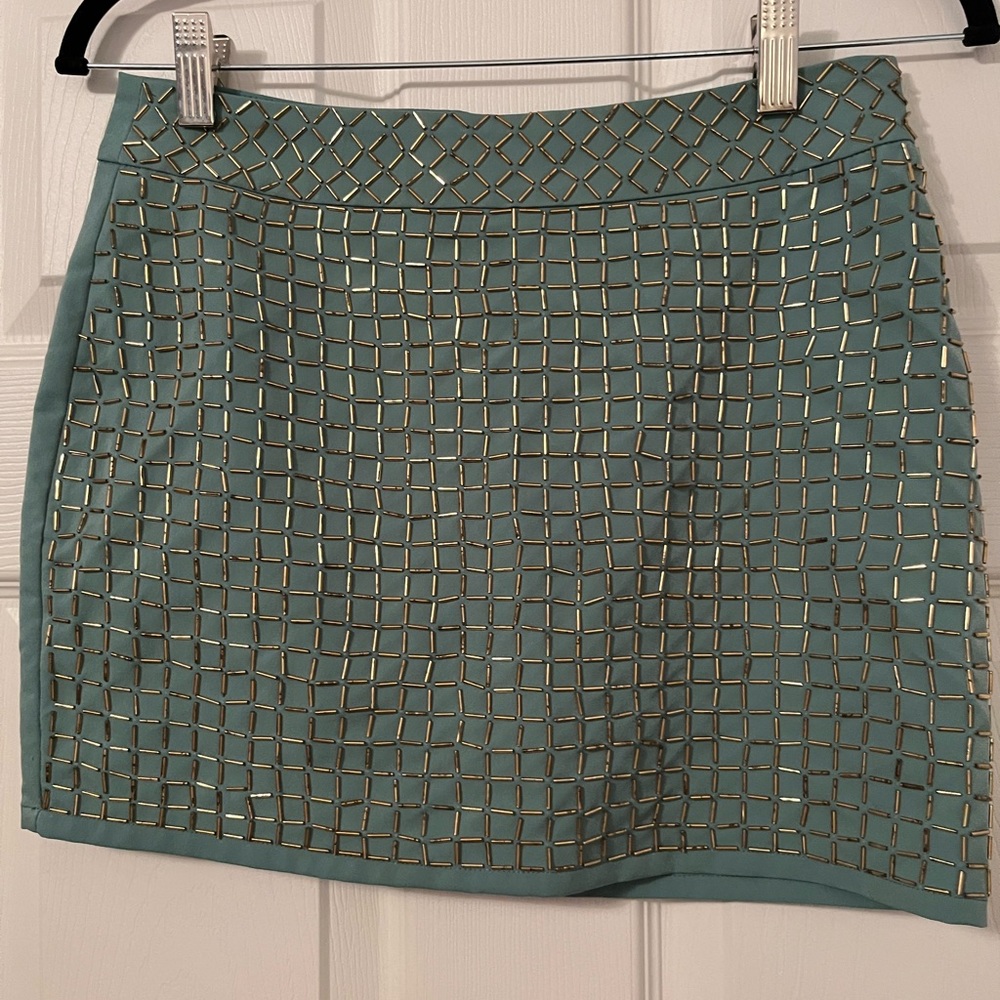 Green embellished miniskirt